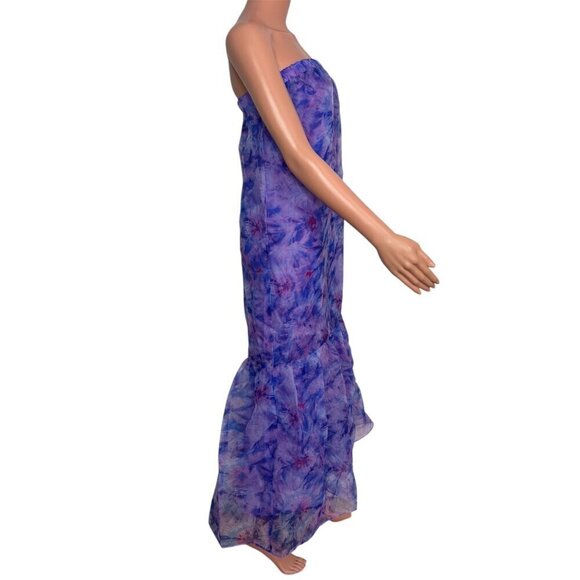 New BUDDY LOVE Dayton Floral Strapless Mermaid Maxi Dress in Purple Size XS - Picture 4 of 8